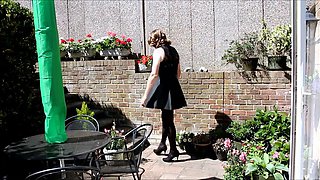 Alison's wanking in the garden again - Sexy Crossdresser