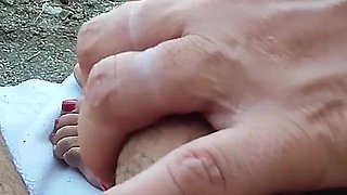 Flashing Dick in Public - My Wife Jerks My Dick in Front O...er in a Nudist Beach with People Near - Omg Caught!!!
