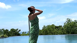 Teasing at the Pool in Micro Bikini, Swimming