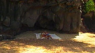 Perfect Blondie Facesitting and Riding Her Lover at Beach