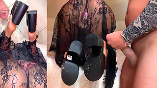 Dirty Shoejob From Two Perspectives Simultaneously End with Cum on My Soft Oily Soles