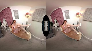 Honour May - Boudoir Outfit With Pink Crotchless Glossy Tights Joi & Pocket Vibrator Treat - 8k Vr