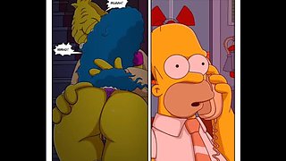 Uncensored Anime Parody: Big-breasted Marge in Explicit Encounter while Husband's Away