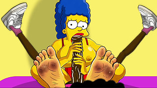 Wife Cheats on Her Husband with a Fitness Trainer. Cartoon. Simpsons Parody