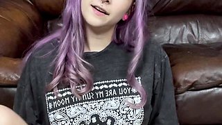Amateur young teen solo masturbation on her livingroom