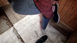 Bouncy Tits Action: Outdoor Labia Pulling & Breast Beating BDSM Session