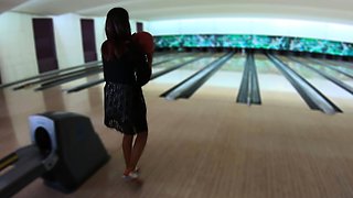 Thai GF bowling and fun at home after