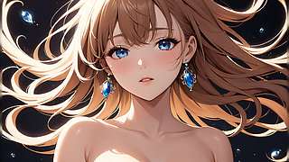 Weightless Serenity - Ai Girl Blinking Softly as Her Hair Floats in the Air