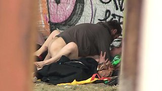 Homeless Threesome Having Sex on Public