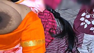 Indian Aunty Sreejaa Juicy Tities Bouncing Hard POV Sex in Saree Orange Blouse