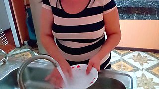 My stepson's friend came over to fuck me while I was washing dishes.