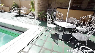 Hairy Filipina pussy swallows foreign cock
