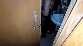 My stepsister was taking a shower with the door open and I was peeking in.