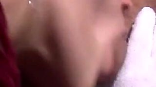 In the Bathroom with Massage Glove Threesome Lesbians