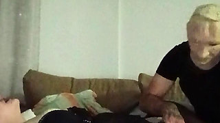 Old man playing with hot blonde milf in stockings nice wet pussy