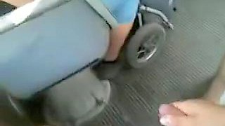 Chubby man is flashing his dick in the public transport