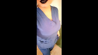 Busty Nurse Walks in the Hospital Showing Her Tits