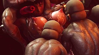 Big Booty White Slut Fucked Hard by Goblin Gangbang - Intense Creampie & Cum-Swallowing Orgy