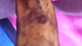 Fucking My Black Hairy Pussy with a Banana Load Moaning Orgasms