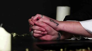 CFNM students and nun suck priests cock