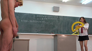 College Girl's Orders to Three Men Are Masturbation Show, Measure Angle of Their Erect Dicks, Cum Watching, Eat Own Semen