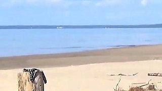 Mature Beach Slut Invites Guys to Fuck Her Holes