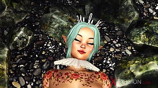 3DXPASSION - A fantastic young pixie gets plowed rock hard by ginormous orcks outdoor