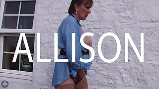 55 Year Old Big Breasted Granny Allison Loves To Play With Her Hairy Pussy In Public