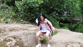 Naked Outdoor Gaping My Pussy and Peeing