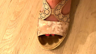 Mrs Mature Feet in LBD and very stinky shoes