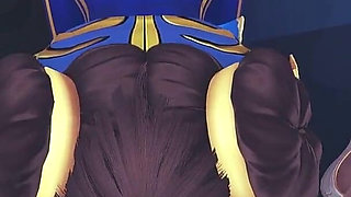 Chun Li Street Fighter 6 Blowjob - Sexy Cosplay Anime Girl Sucks Big Cock Deepthroat with Facial Cumshot and Gets POV Titfuck