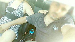 Public Masturbation Voyeur Couple Inside the Car with Semen