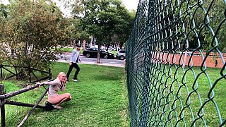 Blonde Amateur Takes Facial Outdoors In Public