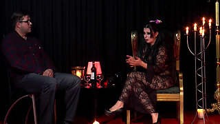 Latex Goth Girl Fucks Her Sex Slave and He Cums on Face