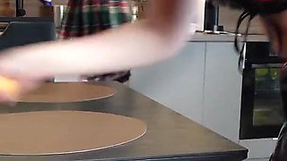 Two Hot Sexy Beautiful College Girls Play Ping Pong Cup Game Behind the Scenes of Short Skirt Try on