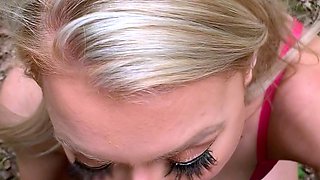 Homemade amateur blonde teen blowjob and cumshot