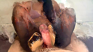 Footjob POV with Fur Shoes