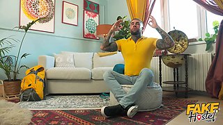 Fake hostel - sloppy yoga tutor creampies his gf in the other room