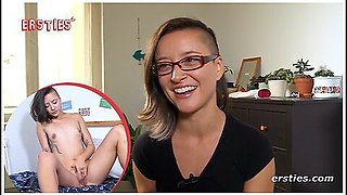 Cute Brunette Babe Fingers Her Shaved Pussy