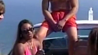 Group Sex on Jeep of Beautiful Black Girls Fucked by Big Black and White Cocks