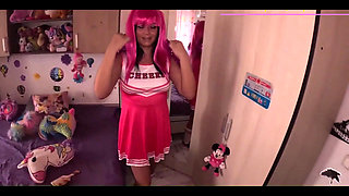 In My Pink Cheerleader Outfit, I Teased Myself on a Bed Full of Plush Toys. Then Got Taken From Behind and Made the Wette...
