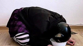 Leashed Sissy Drinks Mistress Piss Like the Thirsty Slave She Is