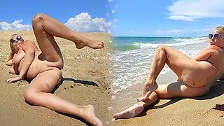Step Mom Beach Anal Fuck - Mature Blonde MILF Takes It Outside