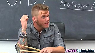 Uniform teenager jizz covered