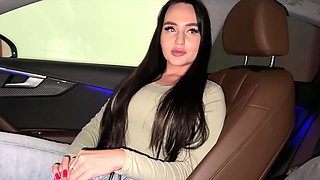 Risky public blowjob in the car on the first date, cheating on her cuckold husband