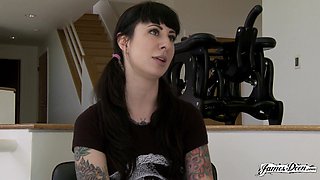 Tattooed brunette darling enjoys while being fucked - Dollie Darko