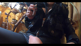 Milfycalla- a Lot of Cum on My Black Down Jacket and Black Leather Leggings 216