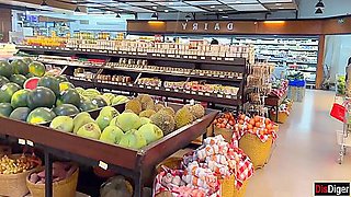 Cumwalk In Public Supermarket - Facial Fetish Outdoor Blowjob
