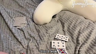 She Lost At Cards To Suck Stepbrothers Dick And Let Him Cum On Her Juicy Ass