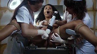 Punishment and pleasure for lesbian slave in BDSM threesome